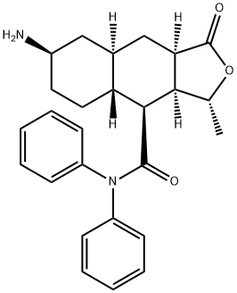 (3R,3AS,4S,4AR,7R,8AR,9AR)-7-氨基-3-甲基-1-氧代-N,N-二苯基十二氢萘并[2,3-C]呋喃-4-甲酰胺 结构式