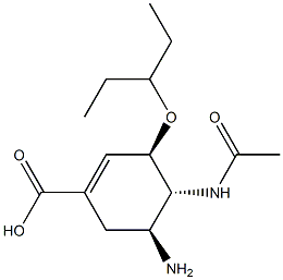 (3R,4R,5S)-4-(Acetylamino)-5-amino-3-(1-ethylpropoxy)-1- cyclohexene-1-carboxylic acid Structure