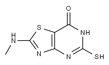 5-mercapto-2-(methylamino)[1,3]thiazolo[4,5-d]pyrimidin-7(6H)-one Struktur
