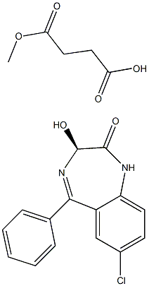 (S)-7-クロロ-1,3-ジヒドロ-3-ヒドロキシ-5-フェニル-2H-1,4-ベンゾジアゼピン-2-オン[3-(メトキシカルボニル)プロピオナート] 化学構造式