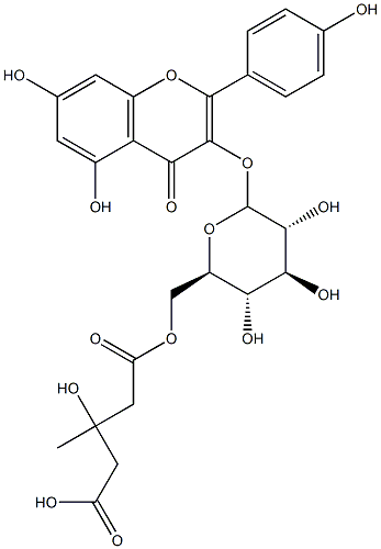 kaempferol 3-O-glucopyranoside-6''-(3-hydroxy-3-methyl glutarate) Structure