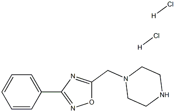 1-[(3-苯基-1,2,4-恶二唑-5-基)甲基]哌嗪二盐酸盐, , 结构式