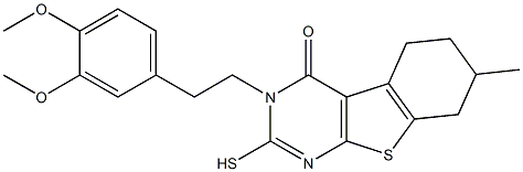 3-[2-(3,4-Dimethoxy-phenyl)-ethyl]-2-mercapto-7-methyl-5,6,7,8-tetrahydro-3H-benzo[4,5]thieno[2,3-d]pyrimidin-4-one|