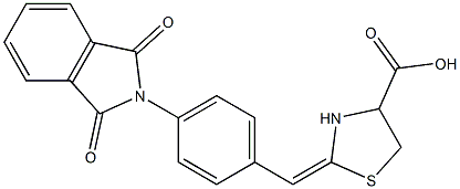 2-{(E)-[4-(1,3-dioxo-1,3-dihydro-2H-isoindol-2-yl)phenyl]methylidene}-1,3-thiazolane-4-carboxylic acid Struktur