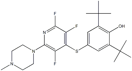 2,6-ditert-butyl-4-{[2,3,5-trifluoro-6-(4-methyl-1-piperazinyl)-4-pyridinyl]sulfanyl}phenol Structure