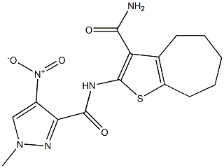 N-[3-(aminocarbonyl)-5,6,7,8-tetrahydro-4H-cyclohepta[b]thien-2-yl]-4-nitro-1-methyl-1H-pyrazole-3-carboxamide
