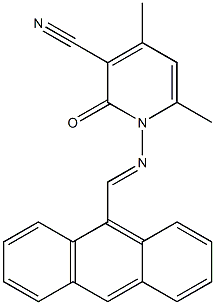 1-{[(E)-9-anthrylmethylidene]amino}-4,6-dimethyl-2-oxo-1,2-dihydro-3-pyridinecarbonitrile Structure
