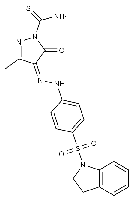 4-{(Z)-2-[4-(2,3-dihydro-1H-indol-1-ylsulfonyl)phenyl]hydrazono}-3-methyl-5-oxo-1H-pyrazole-1(5H)-carbothioamide
