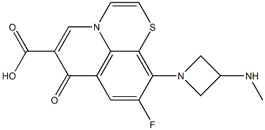 9-フルオロ-10-[3-(メチルアミノ)アゼチジン-1-イル]-7-オキソ-7H-ピリド[1,2,3-de]-1,4-ベンゾチアジン-6-カルボン酸 化学構造式