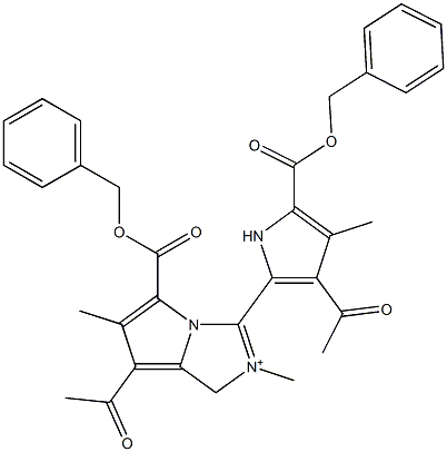 7-Acetyl-5-(benzyloxycarbonyl)-2,6-dimethyl-3-[3-acetyl-5-(benzyloxycarbonyl)-4-methyl-1H-pyrrol-2-yl]-1H-pyrrolo[1,2-c]imidazol-2-ium