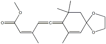 (2Z)-5-(7,9,9-トリメチル-1,4-ジオキサスピロ[4.5]デカ-6-エン-8-イリデン)-3-メチル-2,4-ペンタジエン酸メチル 化学構造式