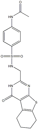 2-[[[[4-(アセチルアミノ)フェニル]スルホニル]アミノ]メチル]-5,6,7,8-テトラヒドロ[1]ベンゾチエノ[2,3-d]ピリミジン-4(3H)-オン 化学構造式