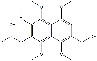 1,3,4,5,8-ペンタメトキシ-2-(2-ヒドロキシプロピル)-7-(ヒドロキシメチル)ナフタレン 化学構造式