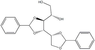 1-O,2-O:3-O,4-O-ジベンジリデン-L-グルシトール 化学構造式