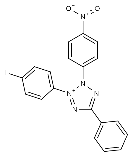 3-(p-ヨードフェニル)-2-(p-ニトロフェニル)-5-フェニル-2H-テトラゾール-3-イウム 化学構造式