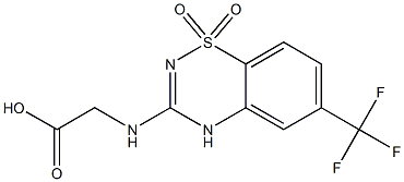 3-[(カルボキシメチル)アミノ]-6-(トリフルオロメチル)-4H-1,2,4-ベンゾチアジアジン1,1-ジオキシド 化学構造式