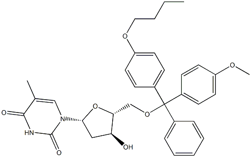 5'-O-[(4-Butoxyphenyl)(4-methoxyphenyl)(phenyl)methyl]thymidine 结构式
