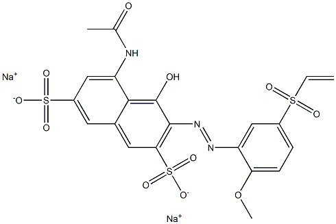 5-アセチルアミノ-4-ヒドロキシ-3-[2-メトキシ-5-(ビニルスルホニル)フェニルアゾ]-2,7-ナフタレンジスルホン酸二ナトリウム 化学構造式