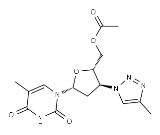 5'-O-アセチル-3'-(4-メチル-1H-1,2,3-トリアゾール-1-イル)-3'-デオキシチミジン 化学構造式