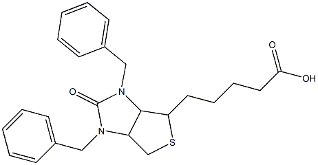 5-(1,3-ジベンジル-2-オキソ-2,3,3a,4,6,6a-ヘキサヒドロ-1H-チエノ[3,4-d]イミダゾール-4-イル)吉草酸 化学構造式