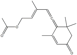 4-[(3E)-3-メチル-5-(アセトキシ)-1,3-ペンタジエン-1-イリデン]-3,5,5-トリメチル-2-シクロヘキセン-1-オン 化学構造式