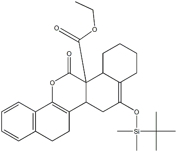 6a,7,10,10a,11,12-ヘキサヒドロ-6-オキソ-9-[[ジメチル(tert-ブチル)シリル]オキシ]-7,8-ブタノ-6H-ベンゾ[d]ナフト[1,2-b]ピラン-6a-カルボン酸エチル 化学構造式
