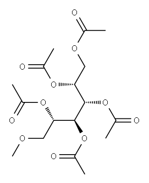 6-O-メチル-1-O,2-O,3-O,4-O,5-O-ペンタアセチル-L-グルシトール 化学構造式