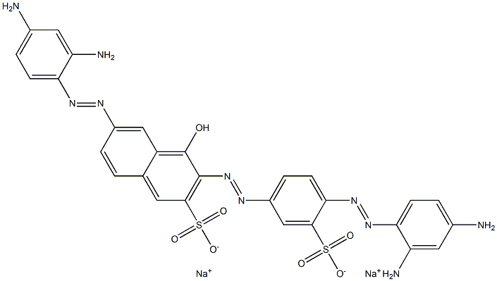 6-[(2,4-ジアミノフェニル)アゾ]-3-[[4-[(2,4-ジアミノフェニル)アゾ]-3-スルホフェニル]アゾ]-4-ヒドロキシ-2-ナフタレンスルホン酸二ナトリウム 化学構造式