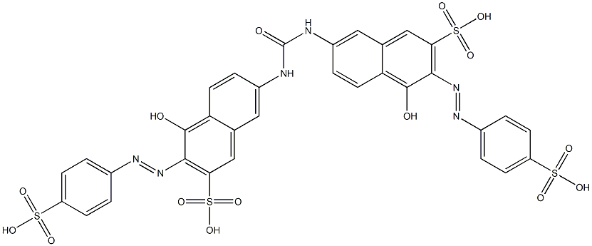 7,7'-(カルボニルビスイミノ)ビス[4-ヒドロキシ-3-[(4-スルホフェニル)アゾ]-2-ナフタレンスルホン酸] 化学構造式