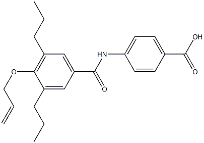 p-(4-アリルオキシ-3,5-ジプロピルベンゾイルアミノ)安息香酸 化学構造式