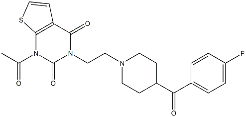 1-アセチル-3-[2-[4-(4-フルオロベンゾイル)ピペリジノ]エチル]チエノ[2,3-d]ピリミジン-2,4(1H,3H)-ジオン 化学構造式