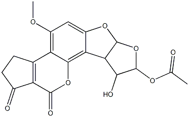 8-アセトキシ-2,3,6a,8,9,9a-ヘキサヒドロ-9-ヒドロキシ-4-メトキシシクロペンタ[c]フロ[3',2':4,5]フロ[2,3-h][1]ベンゾピラン-1,11-ジオン 化学構造式