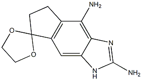 2,4-ジアミノ-5,6-ジヒドロスピロ[インデノ[5,6-d]イミダゾール-7(1H),2'-[1,3]ジオキソラン] 化学構造式