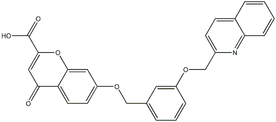 7-[3-[(2-Quinolinyl)methoxy]benzyloxy]-4-oxo-4H-1-benzopyran-2-carboxylic acid 结构式