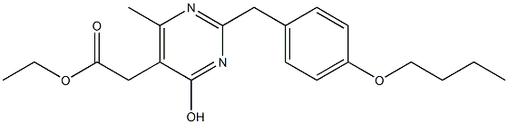 2-(p-ブトキシベンジル)-4-ヒドロキシ-6-メチル-5-ピリミジン酢酸エチル 化学構造式