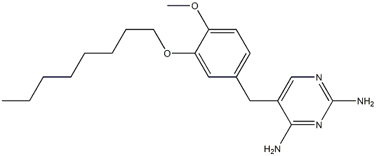 2,4-ジアミノ-5-[4-メトキシ-3-オクチルオキシベンジル]ピリミジン 化学構造式
