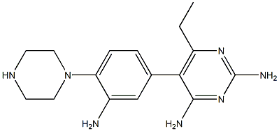2,4-ジアミノ-6-エチル-5-(3-アミノ-4-ピペラジノフェニル)ピリミジン 化学構造式