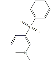 (1E,3E)-N,N-ジメチル-2-(フェニルスルホニル)-1,3-ペンタジエン-1-アミン 化学構造式