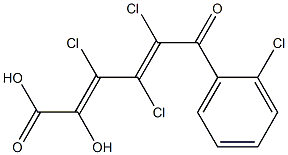 (2E,4E)-2-ヒドロキシ-3,4,5-トリクロロ-6-オキソ-6-(2-クロロフェニル)-2,4-ヘキサジエン酸 化学構造式