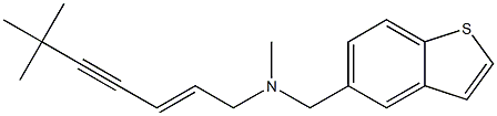 (2E)-6,6,N-トリメチル-N-(1-ベンゾチオフェン-5-イルメチル)-2-ヘプテン-4-イン-1-アミン 化学構造式
