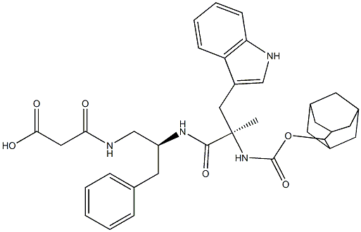 3-[[(2S)-2-[[(2R)-2-(Adamantan-2-yloxycarbonylamino)-3-(1H-indol-3-yl)-2-methylpropanoyl]amino]-3-phenylpropyl]amino]-3-oxopropionic acid Structure