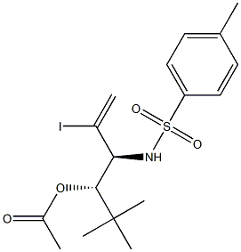 酢酸(1S,2S)-1-tert-ブチル-2-(トシルアミノ)-3-ヨード-3-ブテニル 化学構造式