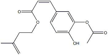 (Z)-3-(4-ヒドロキシ-3-アセトキシフェニル)プロペン酸3-メチル-3-ブテニル 化学構造式