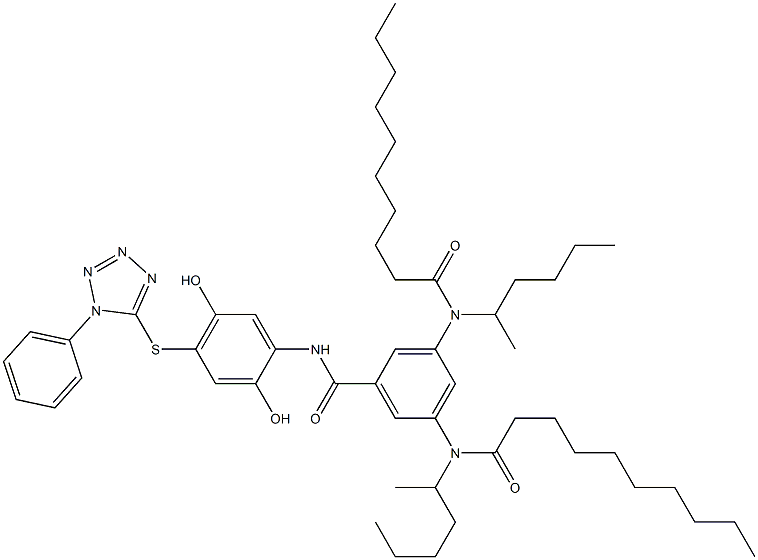 3,5-Bis(2-hexyldecanoylamino)-2',5'-dihydroxy-4'-[(1-phenyl-1H-tetrazol)-5-ylthio]benzanilide
