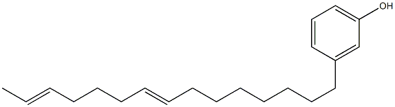 3-(8,13-ペンタデカジエニル)フェノール 化学構造式