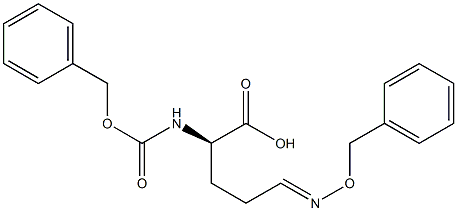 (2R)-2-(ベンジルオキシカルボニルアミノ)-5-(ベンジルオキシイミノ)ペンタン酸 化学構造式