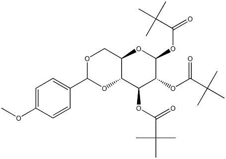 4,6-O-(4-Methoxybenzylidene)-1,2,3-tri-O-pivaloyl-b-D-glucopyranose 结构式