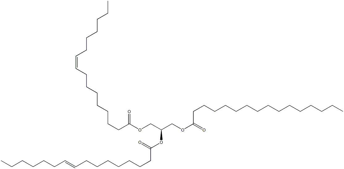 1-hexadecanoyl-2,3-di-(9Z-hexadecenoyl)-sn-glycerol Structure