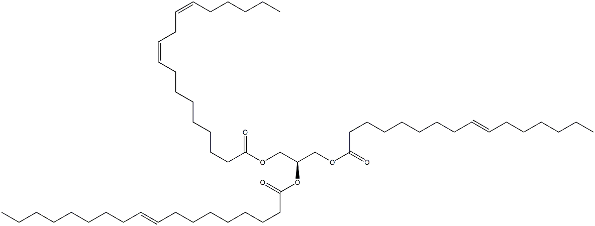 1-(9Z-hexadecenoyl)-2-(9Z-octadecenoyl)-3-(9Z,12Z-octadecadienoyl)-sn-glycerol Struktur