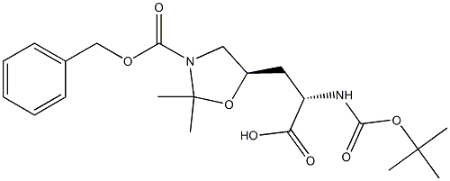 3-[(5R)-3-(ベンジルオキシカルボニル)-2,2-ジメチルオキサゾリジン-5-イル]-N-(tert-ブチルオキシカルボニル)-L-アラニン 化学構造式